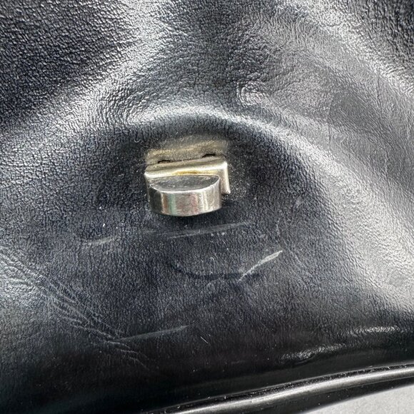 Vintage Purse Black Patent Shoulder Bag Bow Gold Metal Clasp Mid Century Retro - Picture 12 of 15